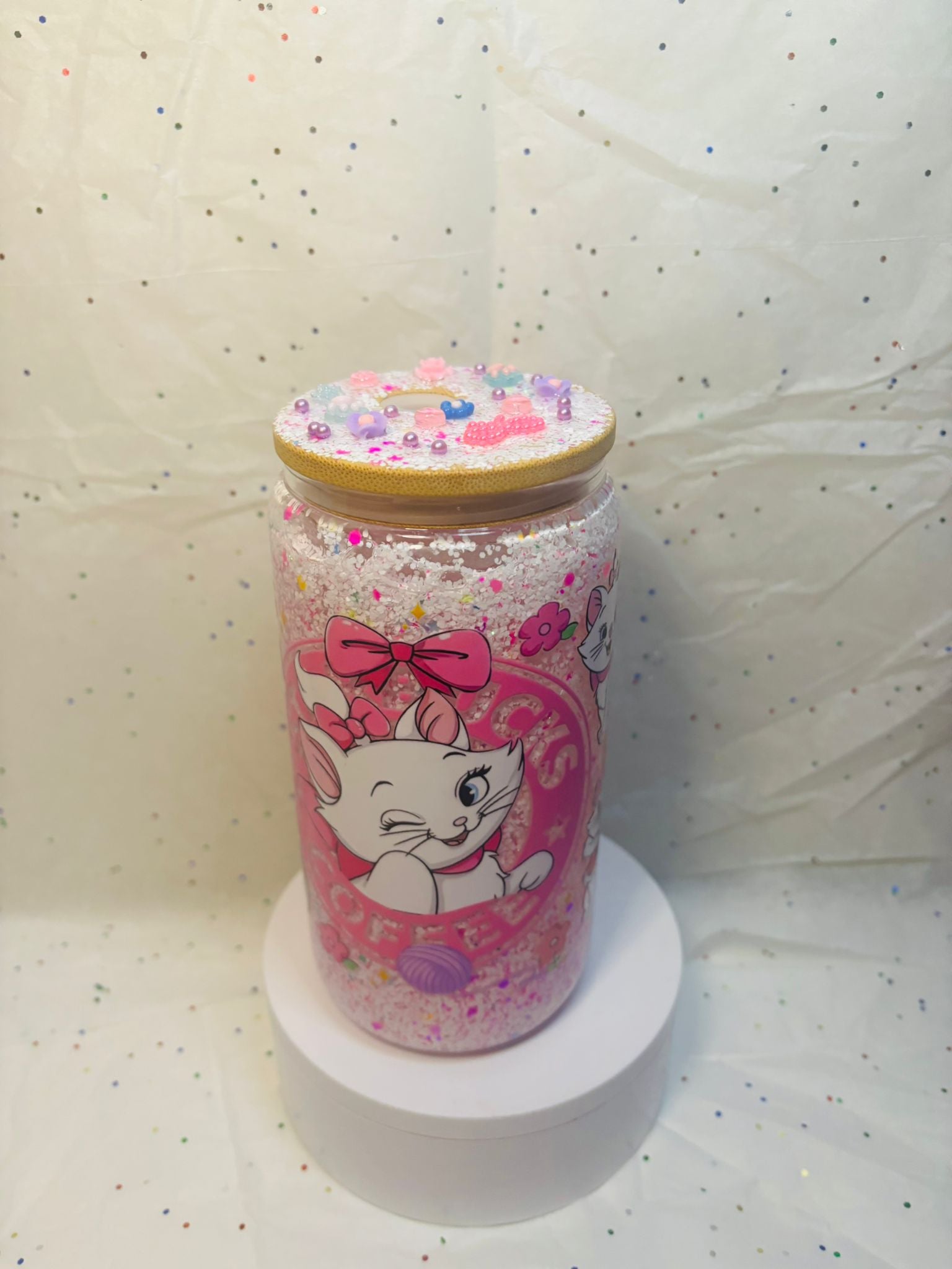 Marie astro cat snow globe cup